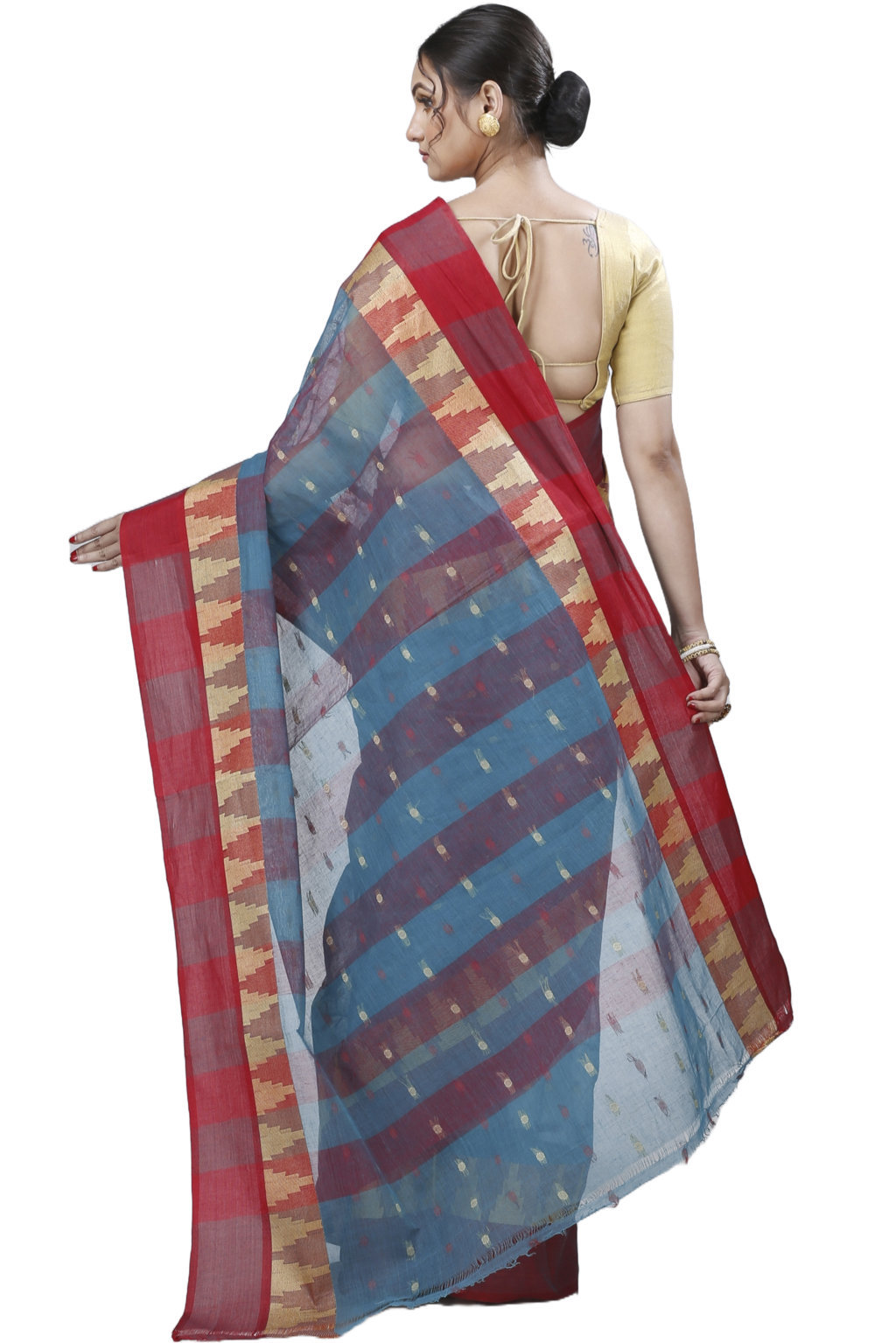 Bottel Green Pure Cotton Jamuna Tant Saree (1310)